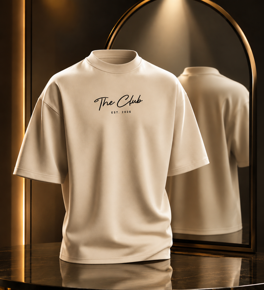 The Club-Oversized Streetwear Tshirt-Beige Colour