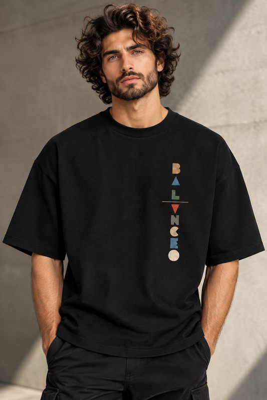 Balance Oversized Drop Shoulder Streetwear-Black