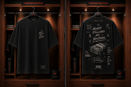 Money Follows My Brother-Oversized Drop Shoulder Tshirt-Black Colour