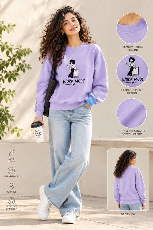 WORK MODE - WOMEN’S LAVENDER SWEATSHIRT- 300 GSM FRENCH TERRY