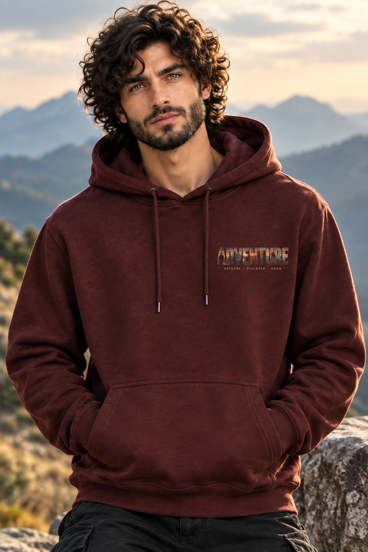 Adventure Unisex Pullover Hoodie-Coffee Brown -350 GSM