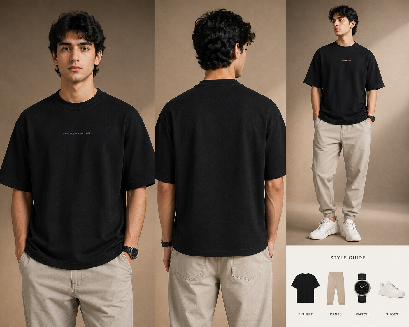 oversized drop-shoulder t-shirt-Black Colour