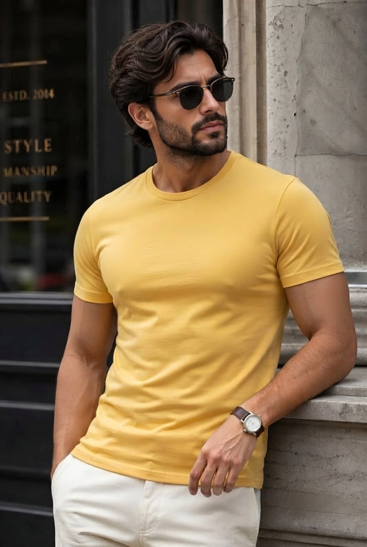 MINIMALIST REGULAR SLIM FIT YELLOW- 240 GSM FRENCH TERRY