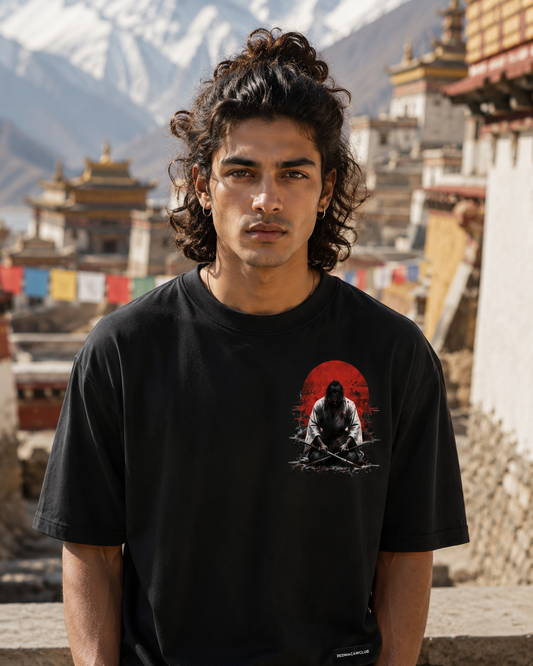 Samurai Sword-Overzised Drop Shoulder Tshirt-Black Colour