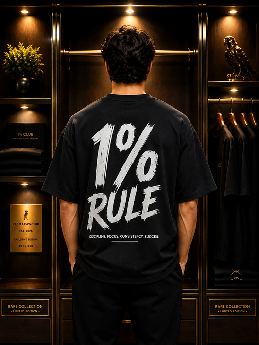 1% Rule-Oversized Drop Shoulder Tshirt-1% Club Black Colour
