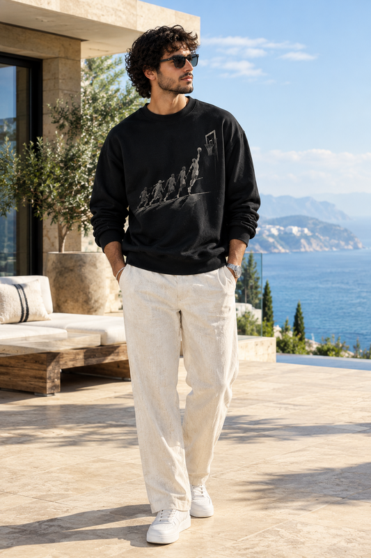 BASKETBALL - BLACK SWEATSHIRT- 300 GSM FRENCH TERRY