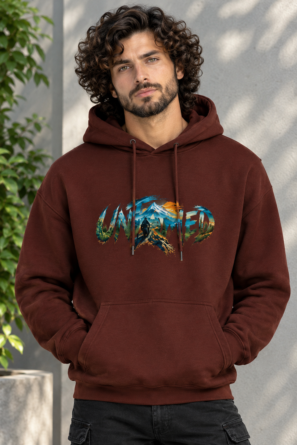 UNTAMED UNISEX COFFEE BROWN HOODIE-350 GSM