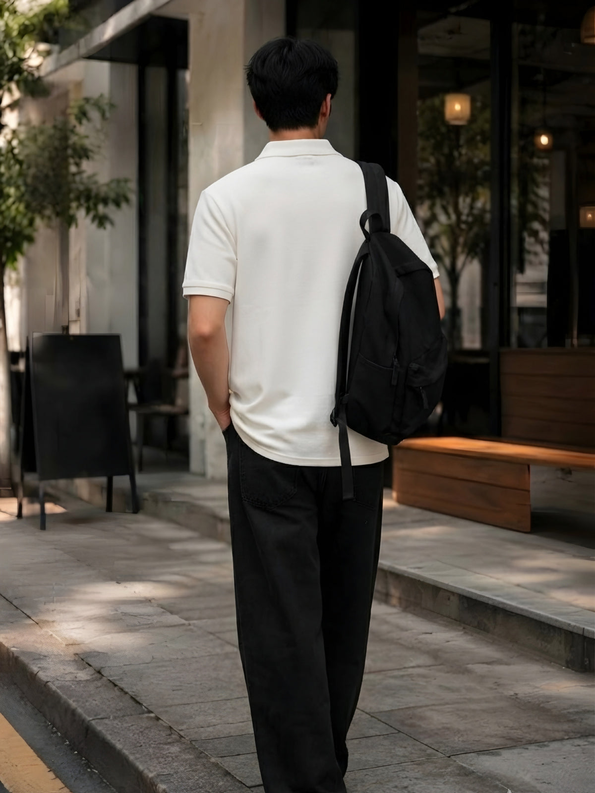 CLASSIC SOLID WHITE POLO TEE - 240 GSM FRENCH TERRY