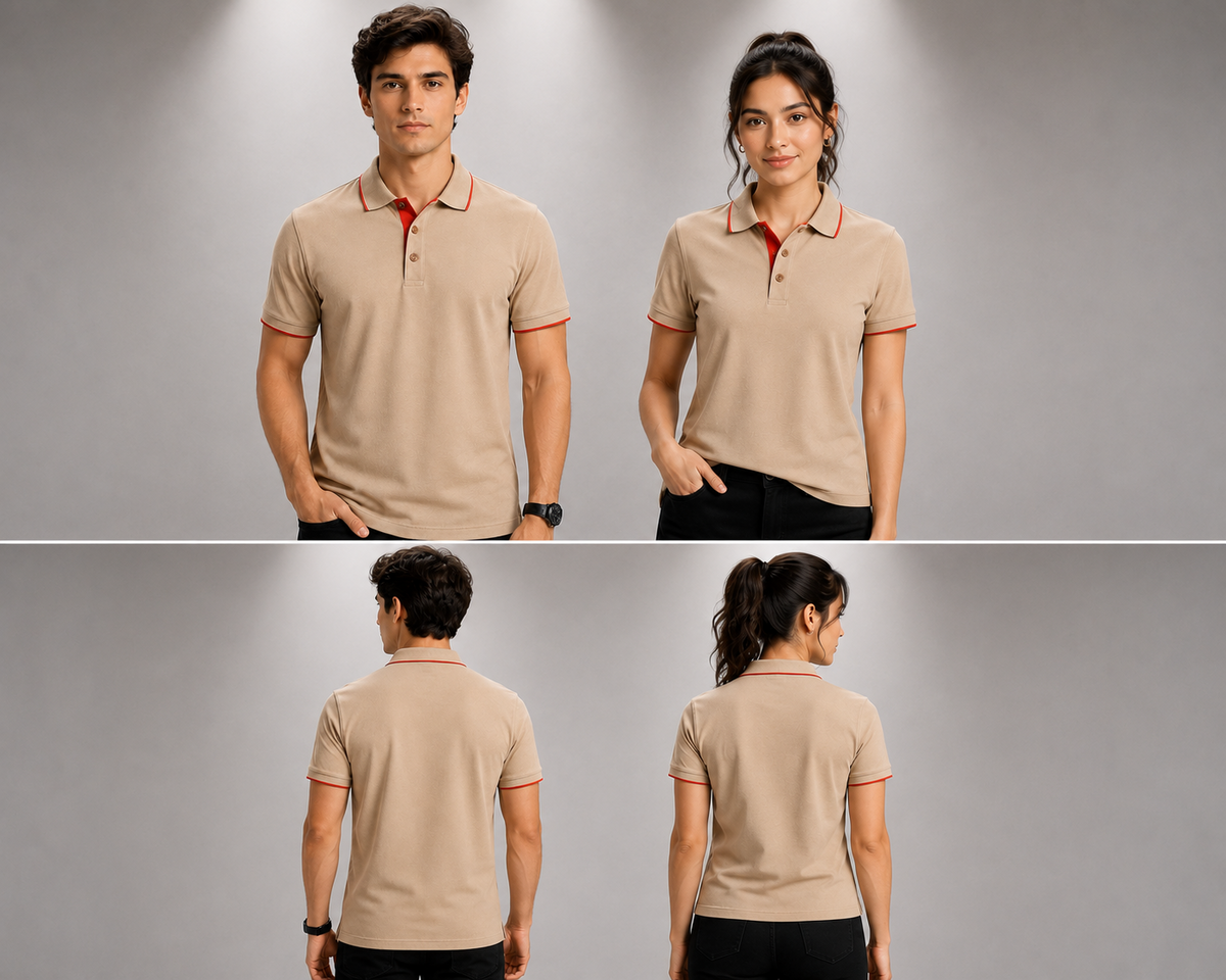 Tipping Polo Tshirt-Beige Colour