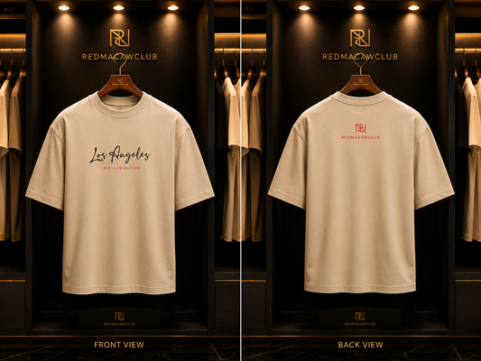 Red Club Edition- Oversized Streetwear Graphic Tshirt-Beige colour