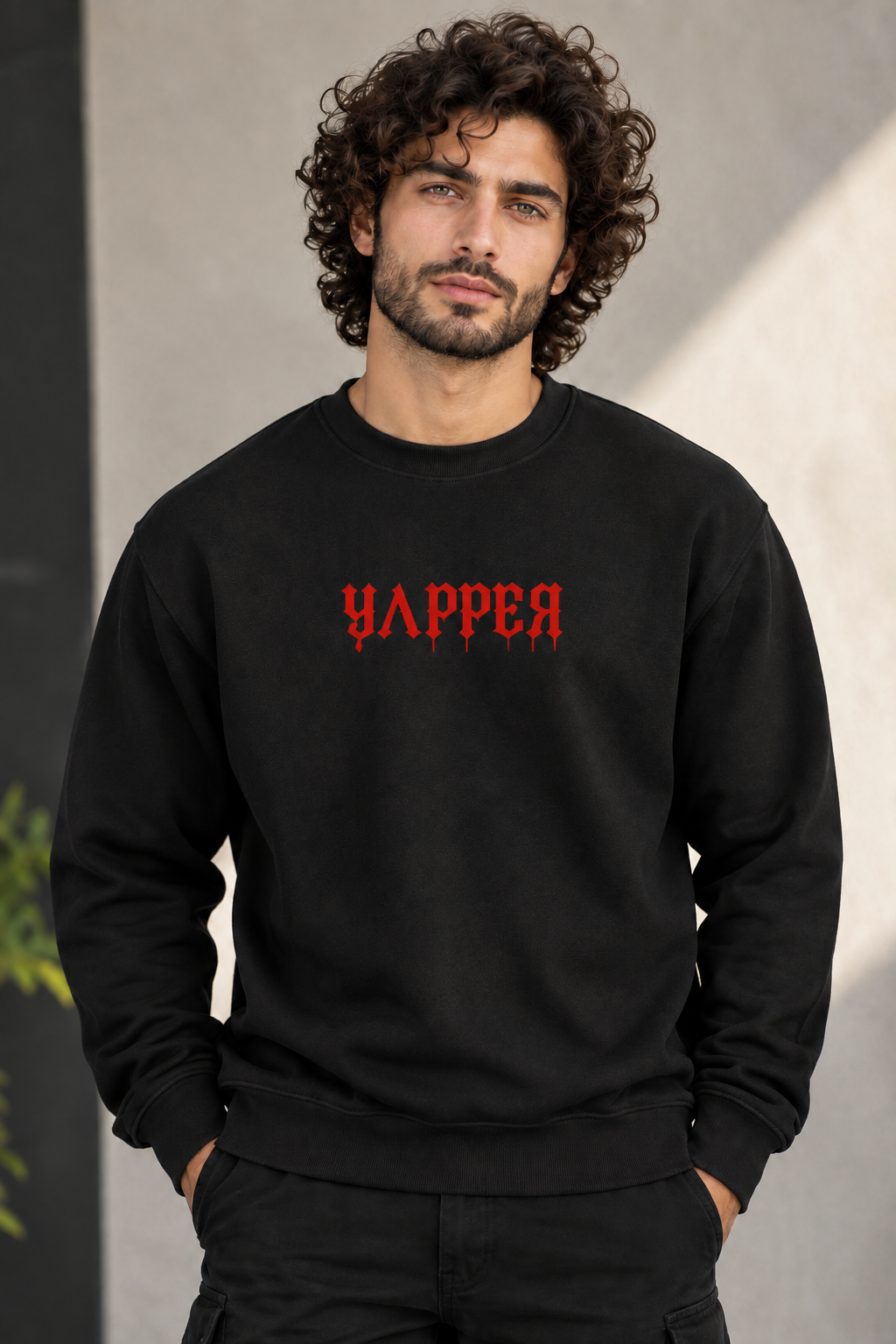 Yapper Unisex Black Sweatshirt-300 GSM