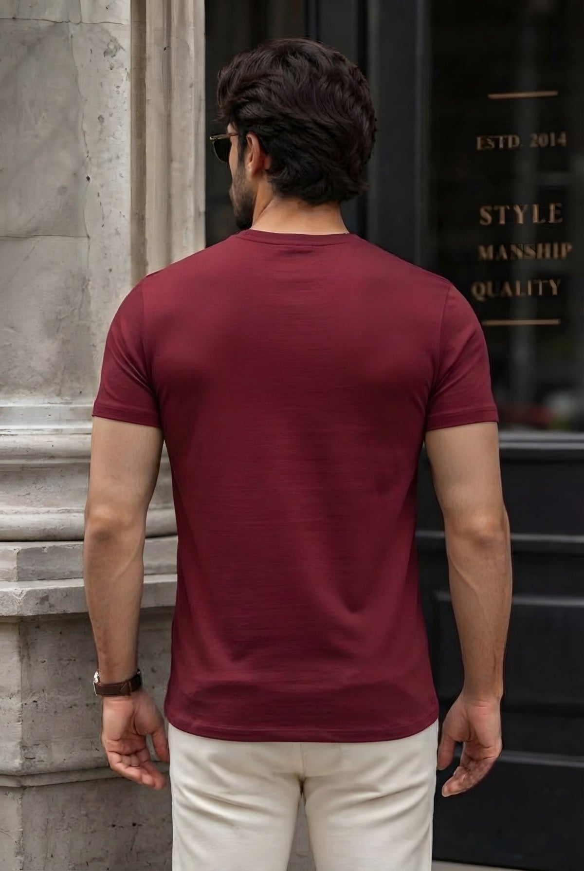 MINIMALIST REGULAR SLIM FIT MAROON TEE - 240 GSM FRENCH TERRY