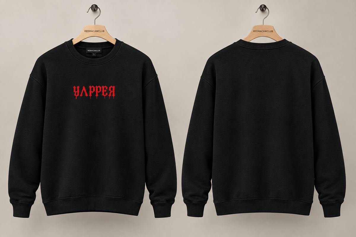Yapper Unisex Black Sweatshirt-300 GSM