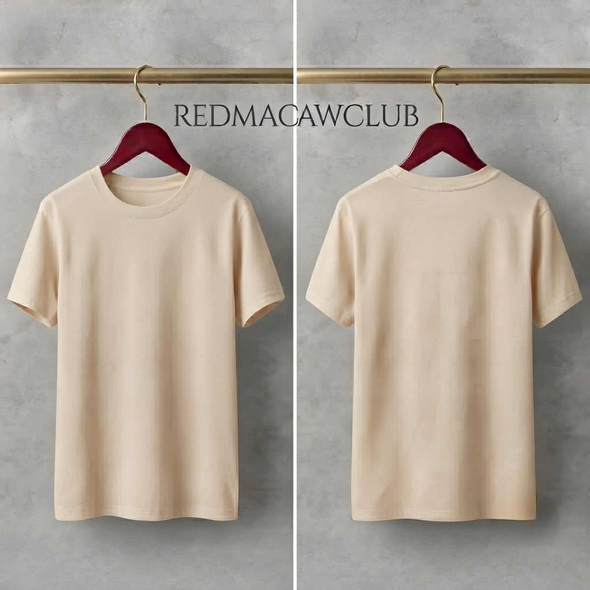 MINIMALIST REGULAR SLIM FIT BEIGE TEE - 240 GSM FRENCH TERRY