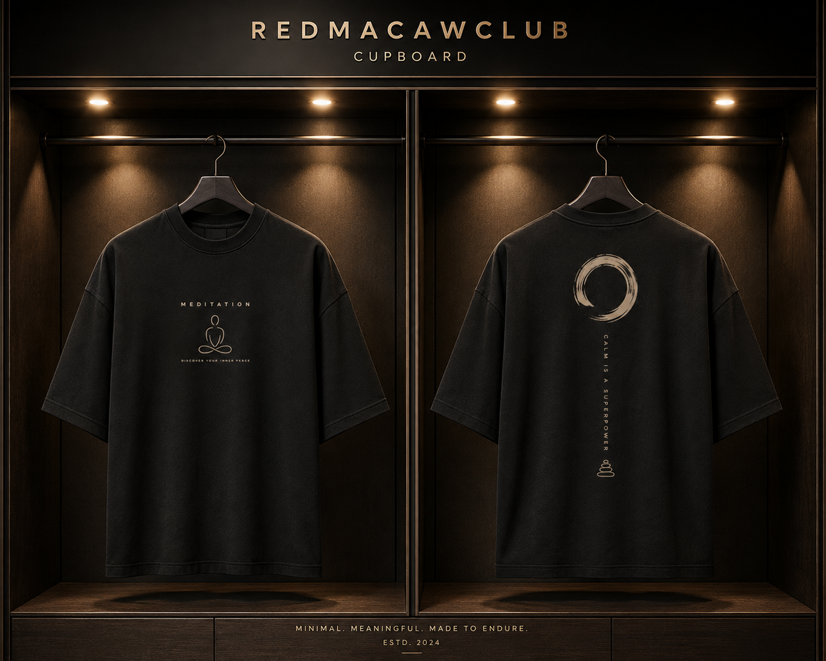 Meditation-Oversized Drop Shoulder Tshirt-Black Colour