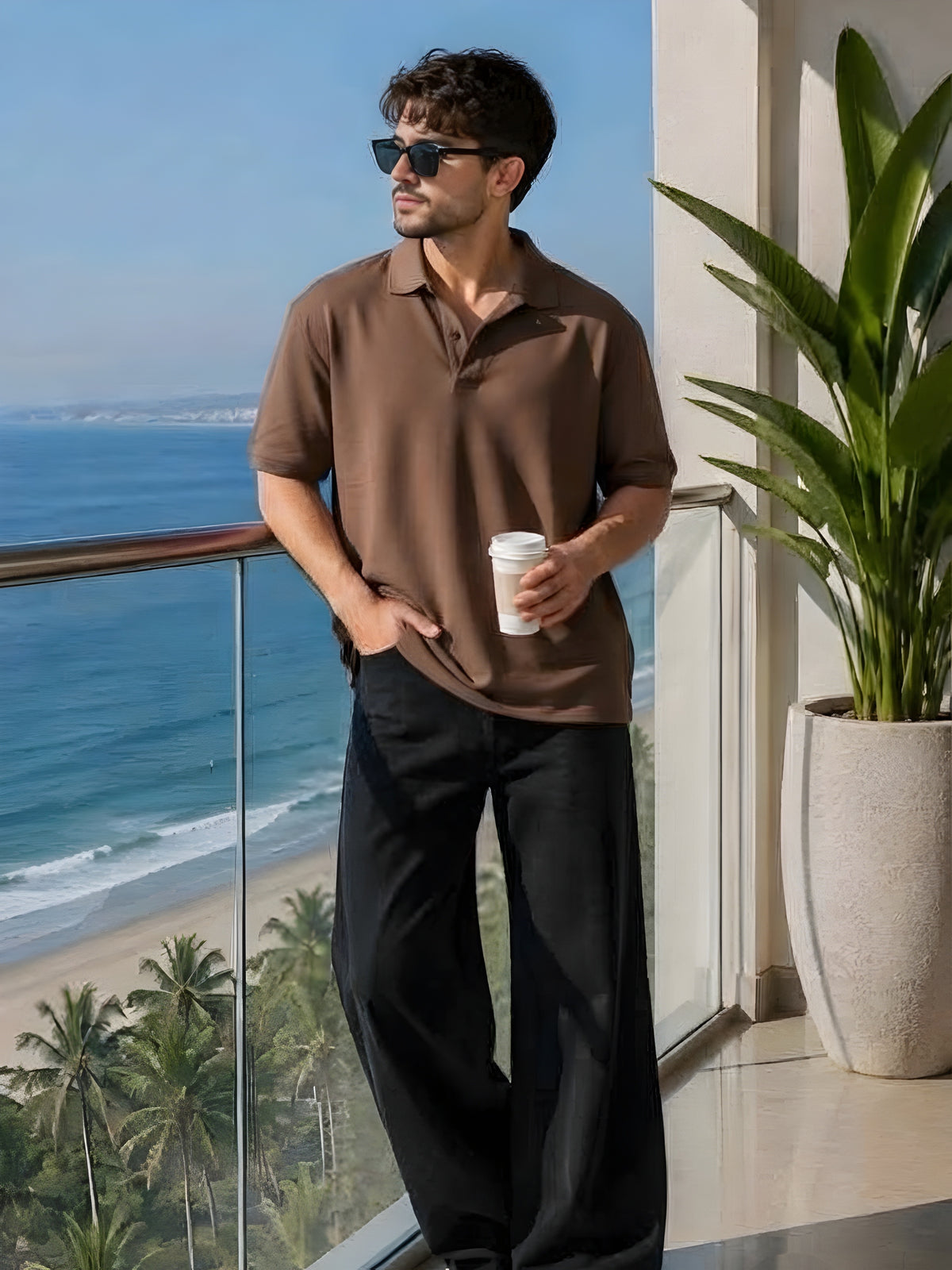 CLASSIC SOLO COFFEE BROWN POLO TEE - 240 GSM FRENCH TERRY
