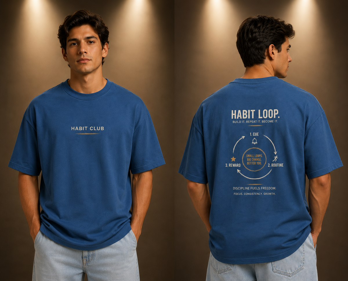 Oversized Drop Shoulder Streetwear T-shirt-Blue Colour