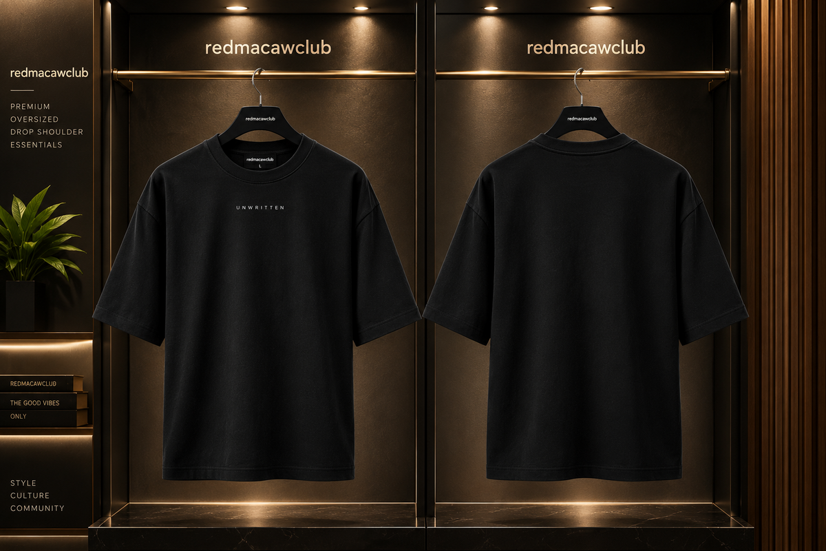 UNWRITTEN Oversized Drop Shoulder Minimalist Tee-Black Colour