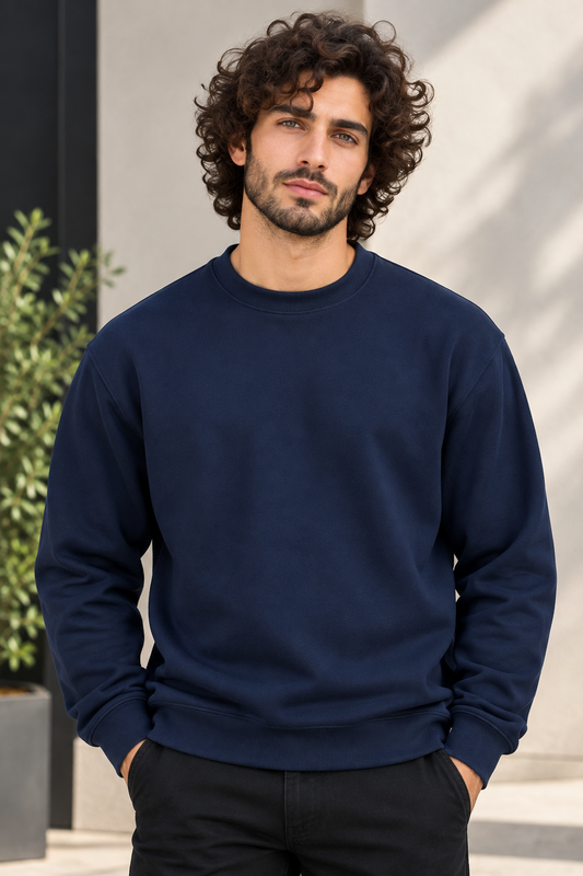 Classic Unisex Navy Blue Sweatshirt 300 GSM