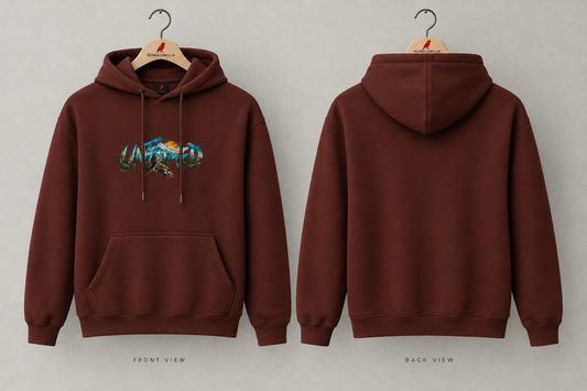 UNTAMED UNISEX COFFEE BROWN HOODIE-350 GSM