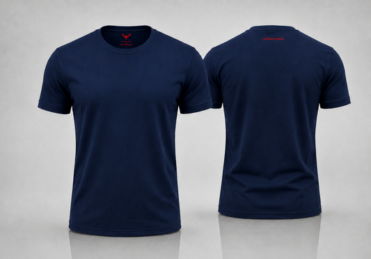 Crew Neck Short-Sleeve T-shirt - Navy Blue