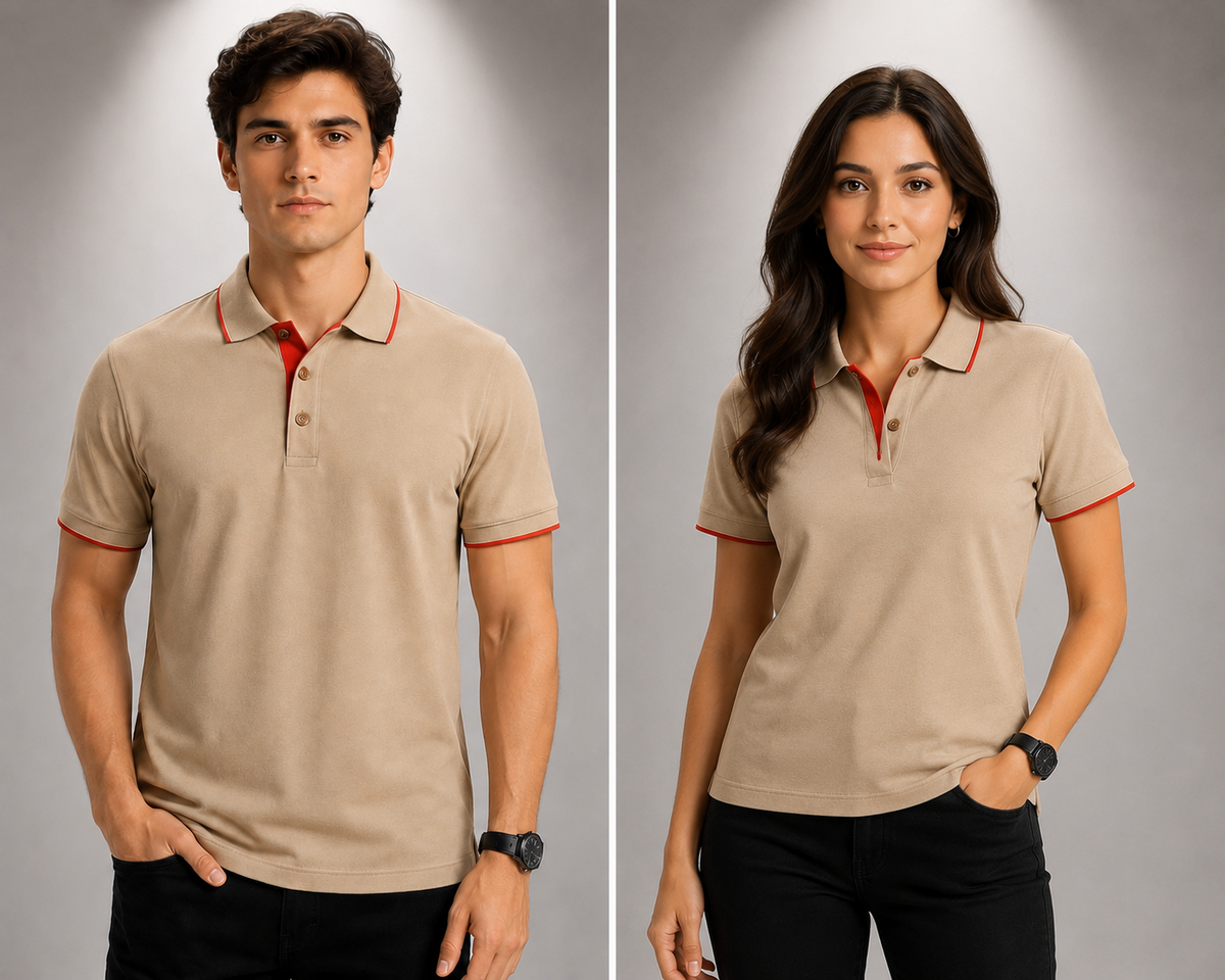 Tipping Polo Tshirt-Beige Colour