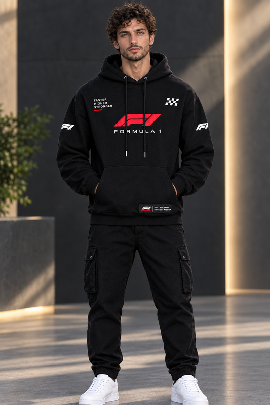 Formula-1 - Unisex Black Hoodie-350 GSM