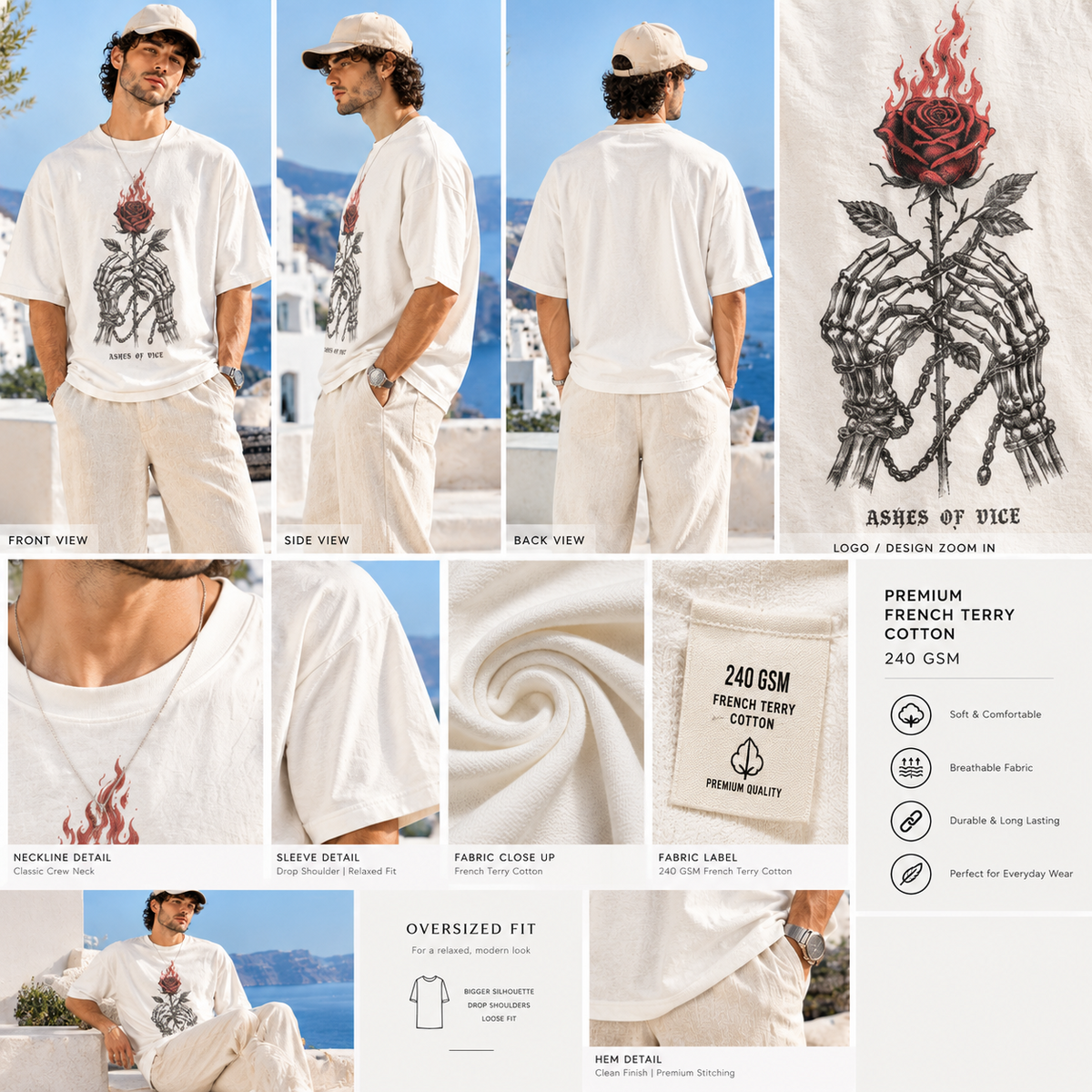 ASHES OF VICE - Oversized Drop Shoulder - 240 GSM FRENCH TERRY