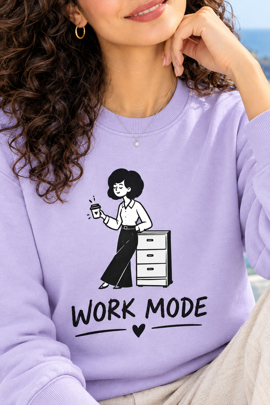 WORK MODE - WOMEN’S LAVENDER SWEATSHIRT- 300 GSM