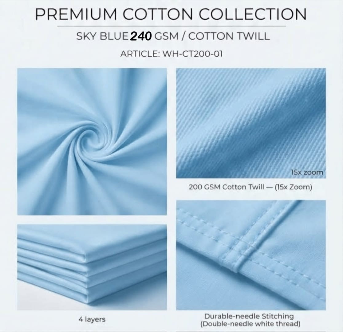 CLASSIC SOLID ICE BLUE POLO TEE- 240 GSM FRENCH TERRY