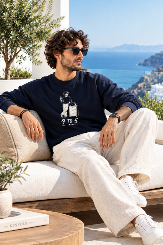 9 To 5 - UNISEX NAVY BLUE SWEATSHIRT - 300 GSM FRENCH TERRY