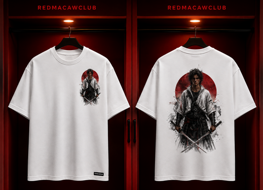 Sword Edition Oversized Streetwear Drop Shoulder Tshirt-White Colour