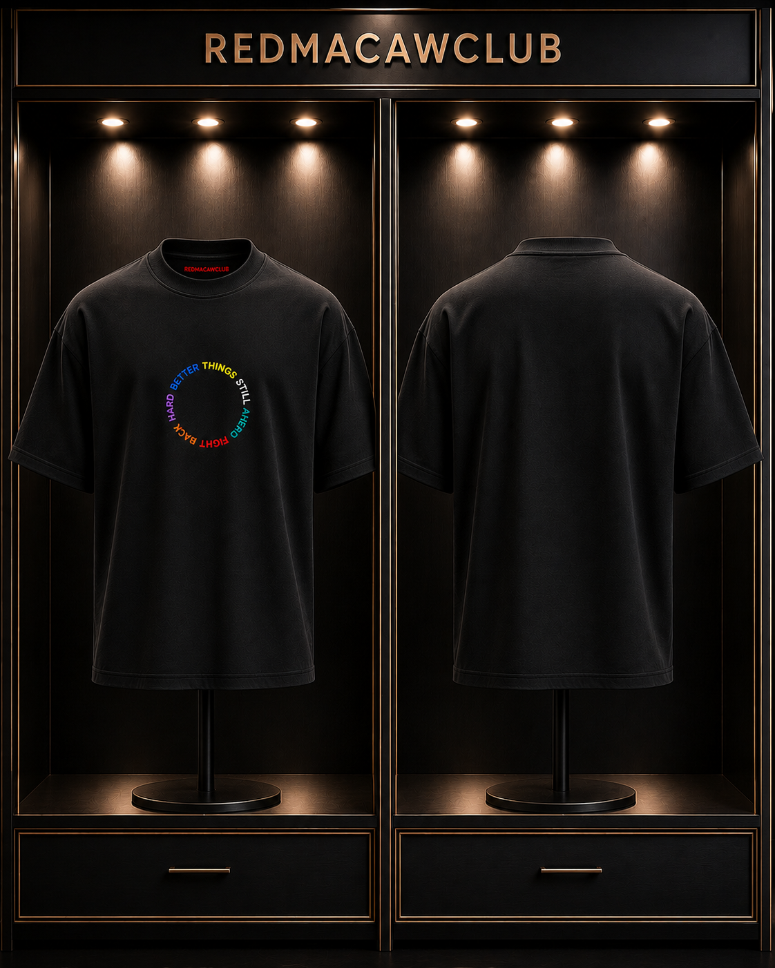 Fight Back-Oversized Drop Shoulder Streetwear-Black colour