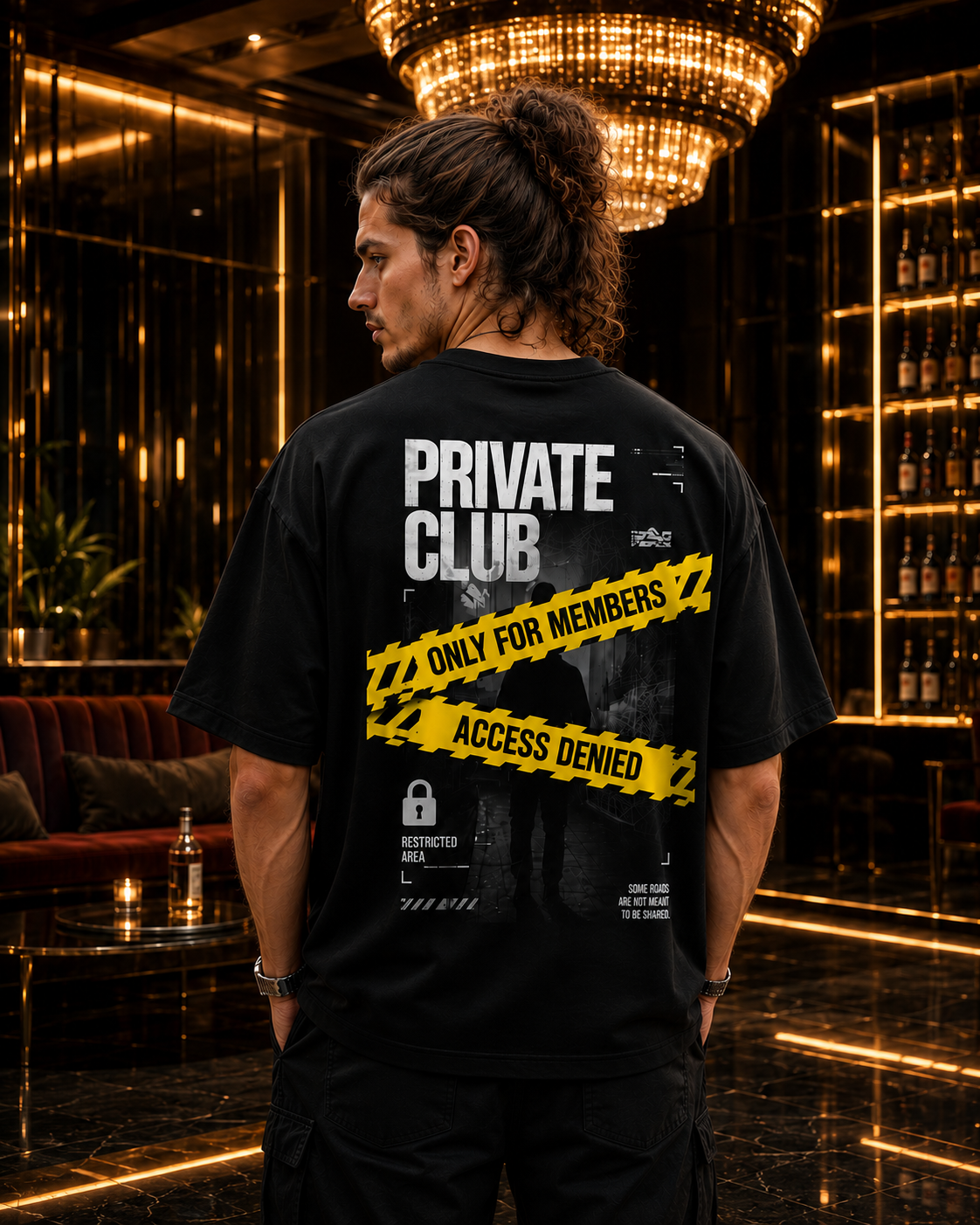 Access Denied-Oversized Drop Shoulder Tshirt-Black Colour