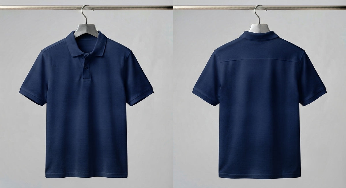 CLASSIC SOLID NAVI BLUE POLO TEE - 240 GSM FRENCH TERRY
