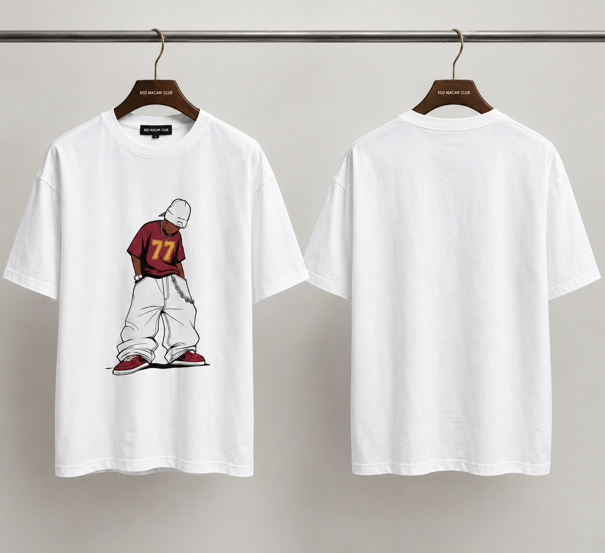 Y2K HIP HOP - OVERSIZED DROP SHOULDER WHITE TEE - 240 GSM FRENCH TERRY
