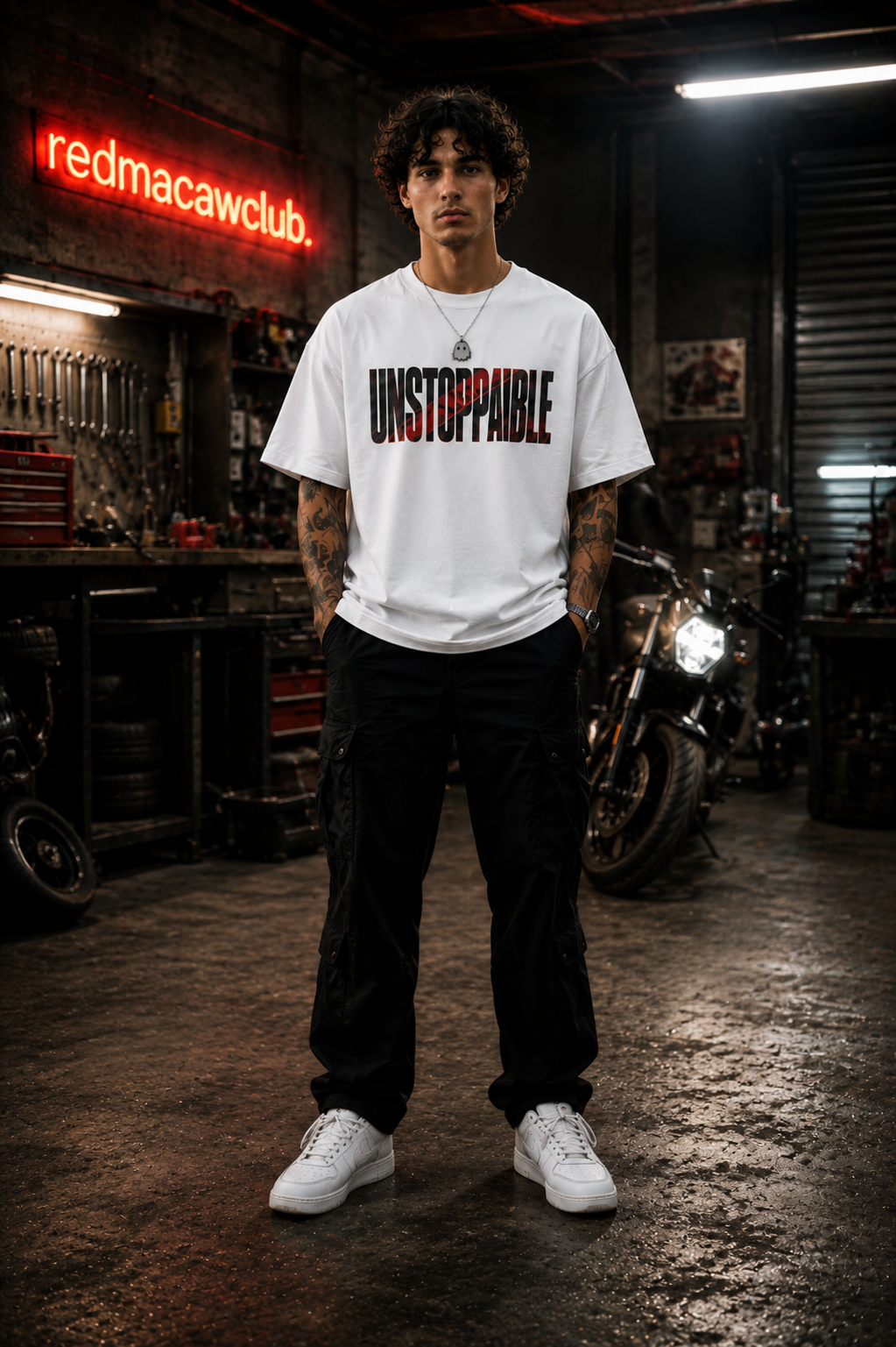 UNSTOPPABLE Oversized Drop Shoulder Tshirt-White colour