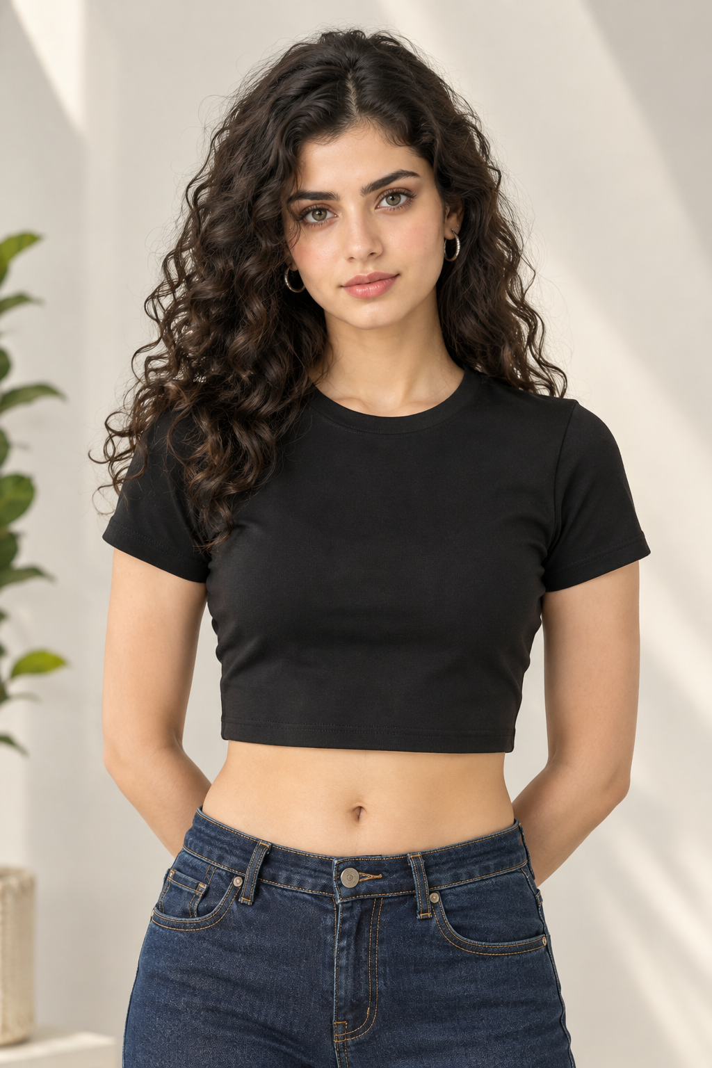 Women’s Crop Top Classic Streetwear Aesthetic -240 GSM-Black