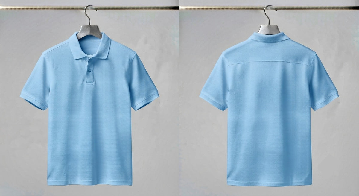CLASSIC SOLID ICE BLUE POLO TEE- 240 GSM FRENCH TERRY