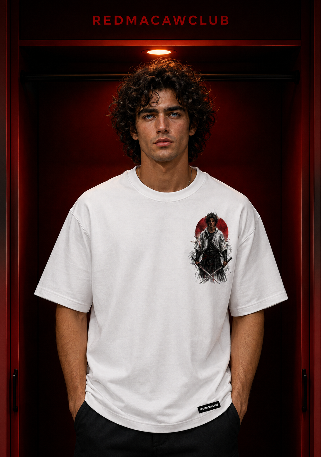 Sword Edition Oversized Streetwear Drop Shoulder Tshirt-White Colour