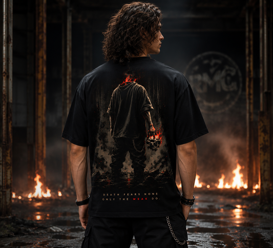 Ghost Edition Oversized Drop Shoulder Tshirt-Black Colour