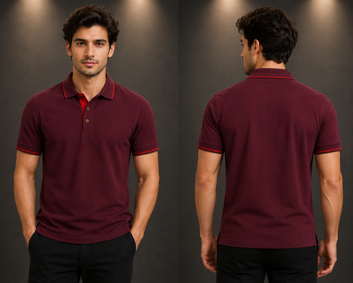 Tipping Polo Tshirt-Maroon Colour