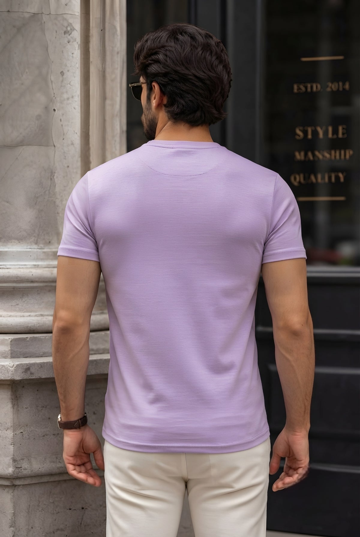 MINIMALIST REGULAR SLIM FIT LAVENDER TEE - 240 GSM FRENCH TERRY