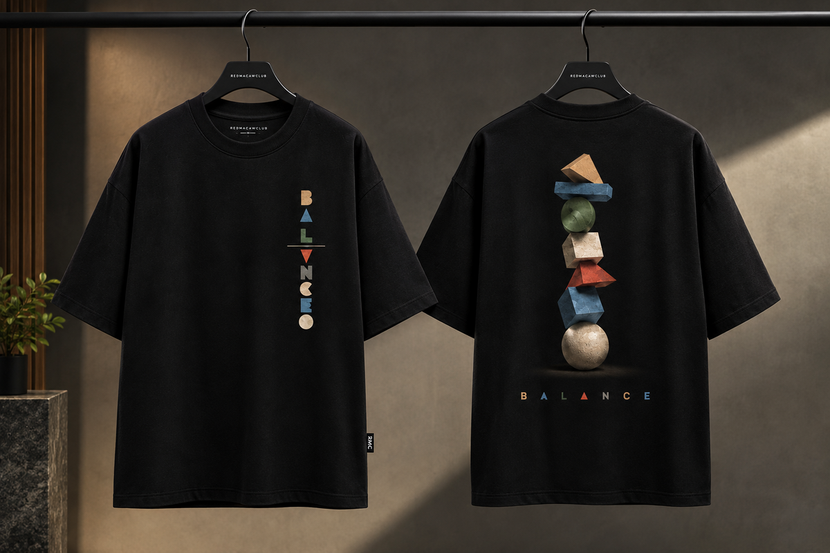 Balance Oversized Drop Shoulder Streetwear-Black