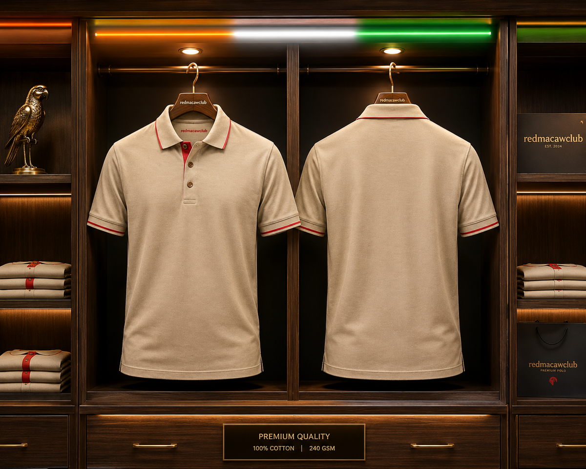 Tipping Polo Tshirt-Beige Colour