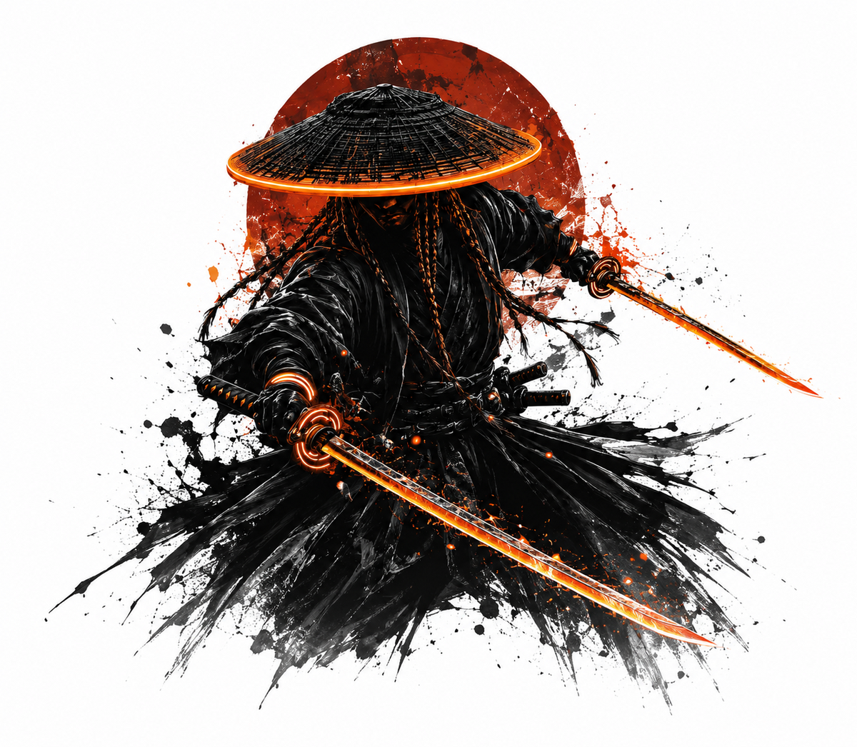 Samurai Sword-Overzised Drop Shoulder Tshirt-Black Colour