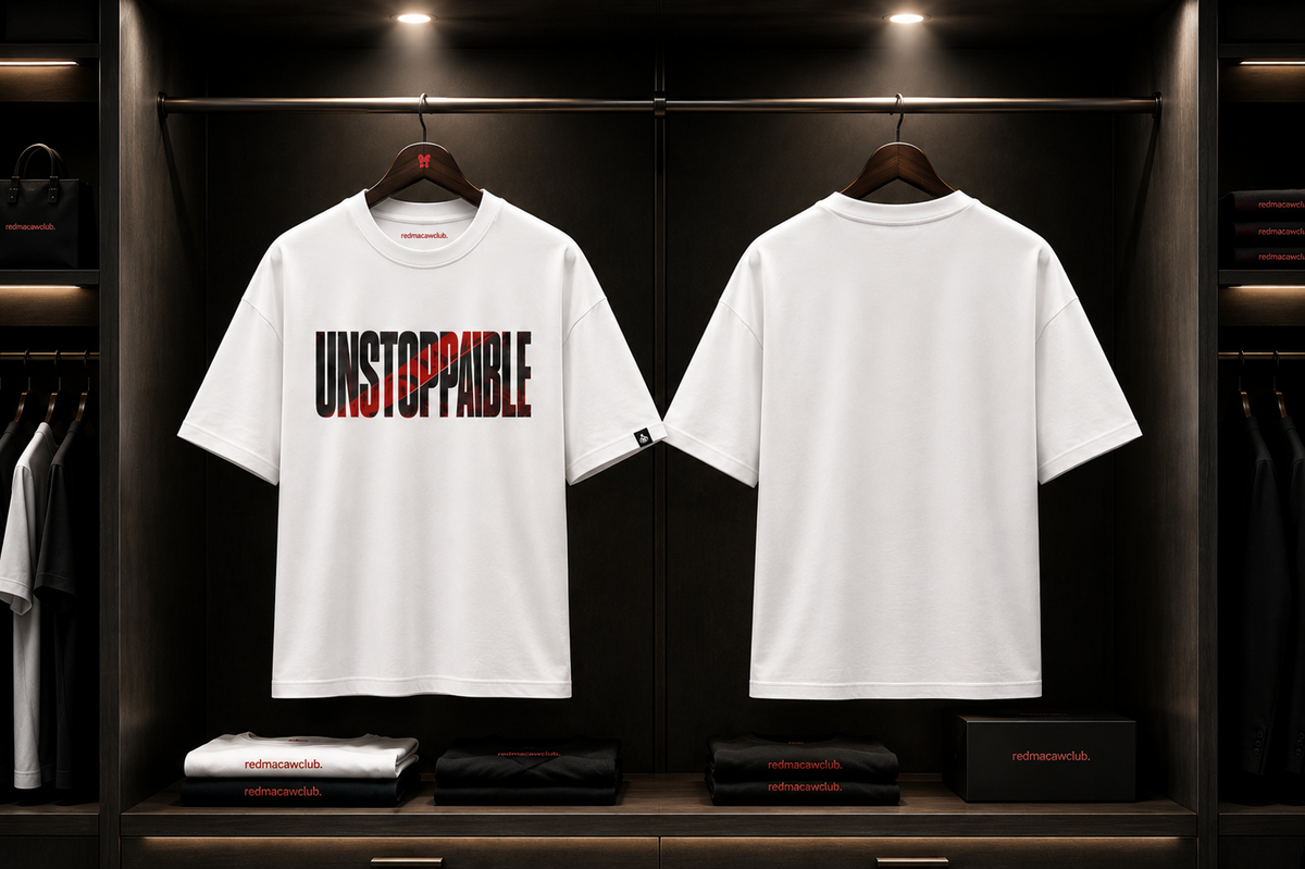 UNSTOPPABLE Oversized Drop Shoulder Tshirt-White colour