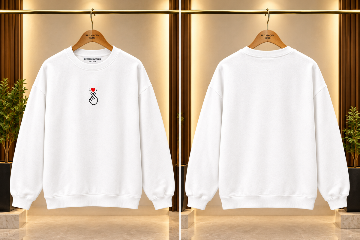 K HEART- WOMENS WHITE SWEATSHIRT - 300 GSM