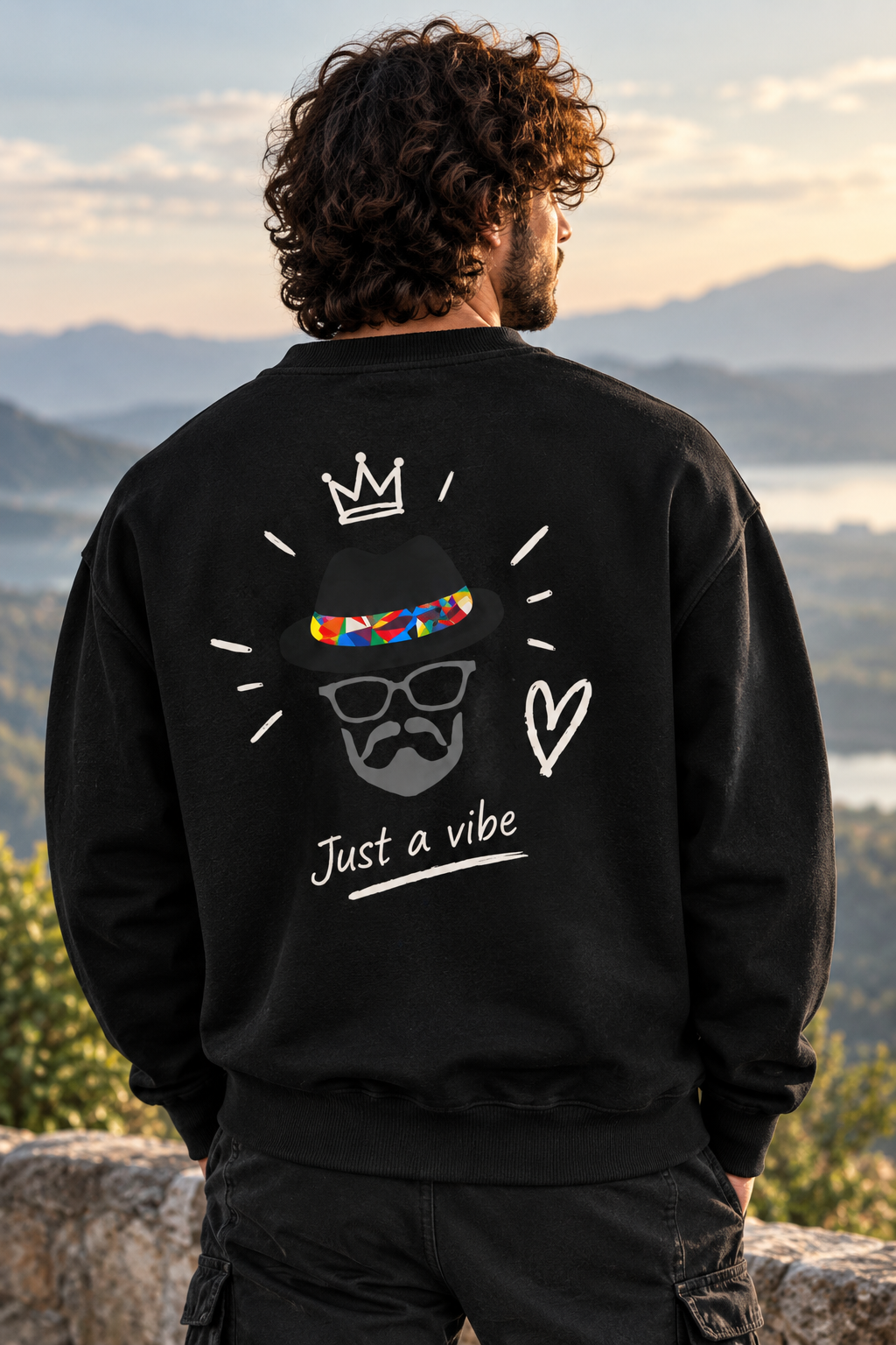 Just a Vibe Black Sweatshirt-300 GSM
