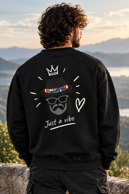 Just a Vibe Black Sweatshirt-300 GSM